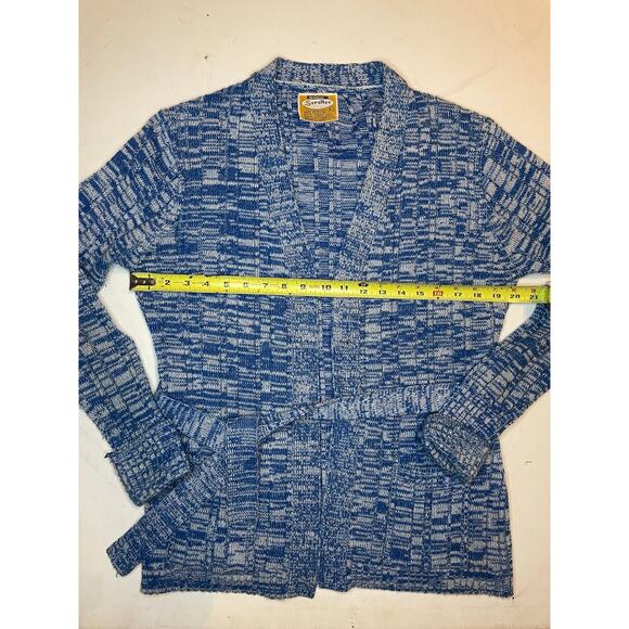 VTG Wocco Blue Marled Knit Belted Cardigan Womens Sz L 70s 80s Retro Cottagecore - Picture 4 of 8